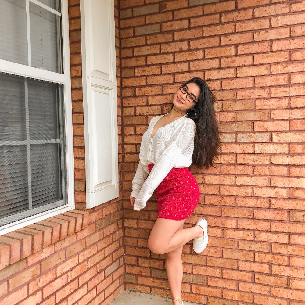 white sweater
